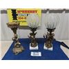 Image 1 : 3 Brass Figural Lamps- 1 without Globe