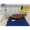 Image 1 : Vintage Wooden Sail Boat 27" Long in Glass Jug - Owner Says Boat Should