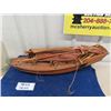 Image 2 : Vintage Wooden Sail Boat 27" Long in Glass Jug - Owner Says Boat Should