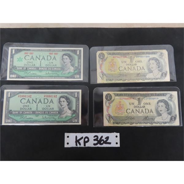 1954/ 1967/ (2) 1973 Canada $1 Paper Bills