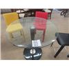 Image 3 : Glass Top Heavy Marble Base Pedestal Table with 3 Chairs - Red, Yellow, 