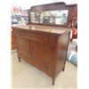 Image 3 : Antique Solid Oak Buffet with Mirror 18" x 48" x 55" 