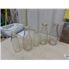 Image 2 : 9 Assorted  Clear Glass Milk Bottles - 1 is Thunder Bay, Small Metal Art 