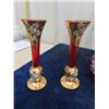 Image 3 : Many Greggory Cranberry Glass Oil Dispensers, 2 Candle Holders, 2 Small