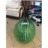 Image 2 : Large Green Glass Decorative Vase with Peacock Feathers - Jar Stands 27" Tall