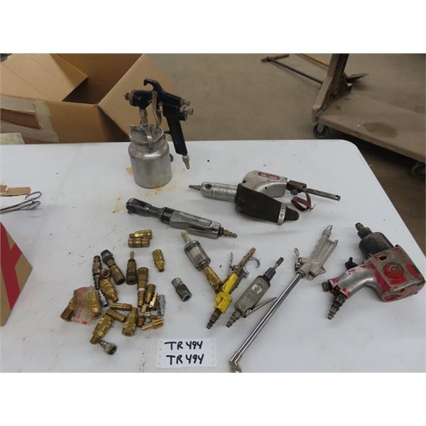 Assorted Air Tools ; Ratchet, File, 1/2  Drive Impact, Spray Gun, 