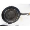 Image 2 : 4 Various Cast Iron Fry Pans; (2) 10", (1) 8", (1) 6" - Javelin + Wagner for the 10" s