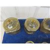 Image 8 : Assorted Amber Depression Glass ; 2 Jars with Lids- 1 without, 2 Creamers,