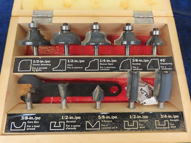 Craftsman 10 pc Router Bit Set in Wooden Case - McSherry Auction ...