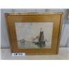 Image 1 : Antique Early 1900s Watercolor Painting of Sail 