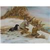 Image 2 : Vintage Oil Painting Goose Hunting Signed L.