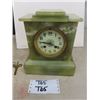 Image 1 : Mantle Clock Green Onyx. Beautiful face, easy to read. It measures 9” tall 