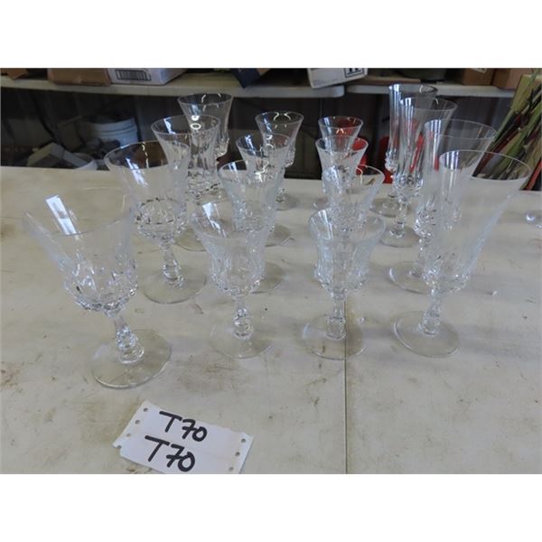 16 Val St. Lambert Glasses, Glendale pattern. 4 styles: Water Goblet: 6 3/4" 