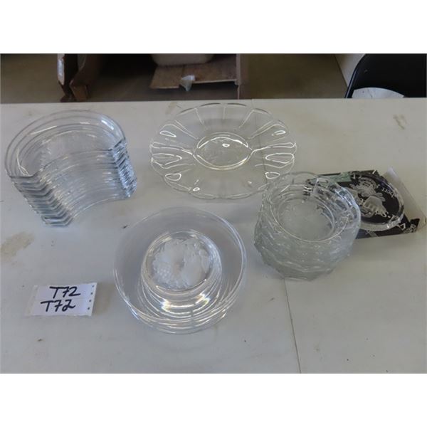 21 Pieces of Val St. Lambert Crystal serving dishes in the pattern of Intaglio  