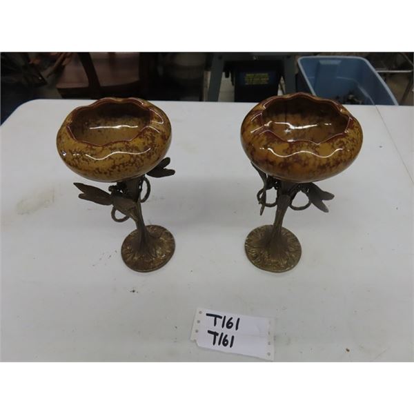 2 Beautiful Candlestick Holders Approximately 10" x 4.5" - The Stem Has 