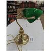 Image 4 : Vintage Green Bankers desk lamp with brass-coloured base + pull chain-  