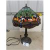 Image 1 : Lovely tiffany style lamp with stained glass & dragon fly motif.  16"L x 16"W x 23"H