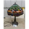 Image 1 : Lovely tiffany style lamp with stained glass & dragon fly motif.  16"L x 16"W x 23"H