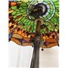 Image 6 : Lovely tiffany style lamp with stained glass & dragon fly motif.  16"L x 16"W x 23"H