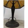 Image 4 : Vintage antique Arts & Crafts Lamp with amber slag glass shade. Beautiful 