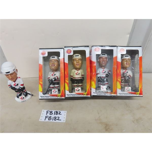 5 Team Canada Hand Painted Resin Bobbleheads ; Lindros, Kariya, Nolan +