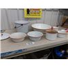 Image 7 : Assorted White Enamel Pots + Bowls with Red Trim - 10 Pcs Total