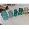 Image 2 : 15 Assorted Glass + Porcelain Insulators ; Blue, Clear, Brown