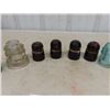 Image 3 : 15 Assorted Glass + Porcelain Insulators ; Blue, Clear, Brown