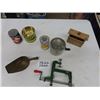 Image 7 : Wooden Butter Press, Aluminum Hand Crank Juicer, Honey Tin, Apple Peeler, 