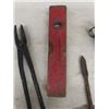 Image 6 : Large Set of Barn Hinges, Tongs, Coping Saw, Wooden Level, plus more