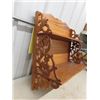Image 3 : Nice Ornate Wooden Wall Hanging Shelf - Oak with Nice Scroll Works 10" x 24" x 30"
