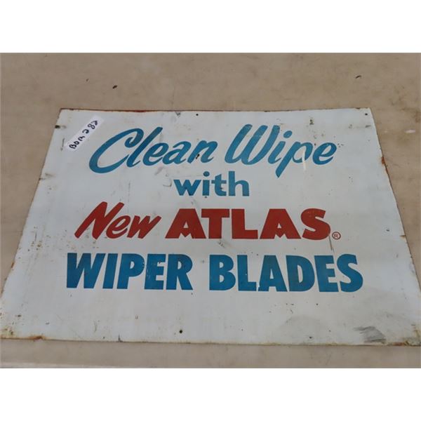 Atlas Wiper Blade Metal 2 Sided Sign 16" x 23" 