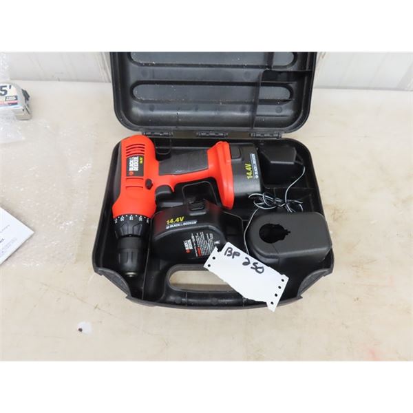 B+D 14.4 Volt Drill, 2 Batteries, Case + Charger