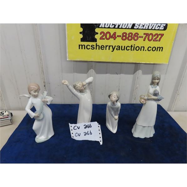 4 Porcelain Figurines ; 2 Lladro, 1 Nao, 1 Valenco