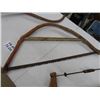Image 3 : 2 Primitive Wooden Buck Saws, Ice/ Log Tongs, Potato Planter