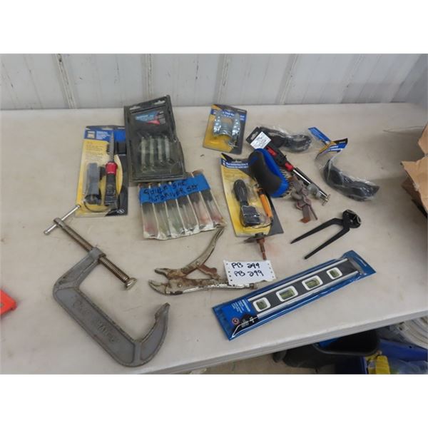 Wrenches, Soldering Iron, Nut Drivers, Level, C-Clamps, plus more