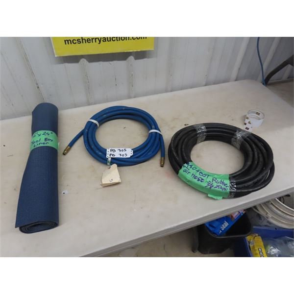 2 Rubber 3/8  Air Hose ; (1) 40' + (1) 25' & 24  x 6' of Tool Box Liner