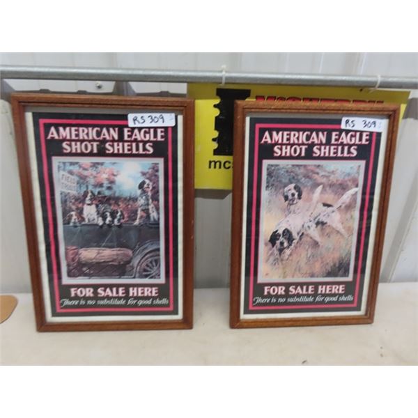 Framed Paper Advertisement American Eagle Shot Shells 20" x 30.5" 