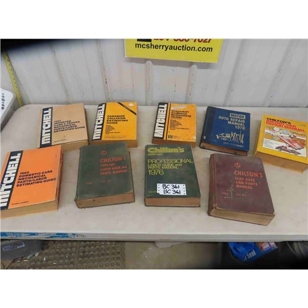 Chiltons Flat Rate Parts Manuals 1964/69/76, Mitchell Collision Estimating 