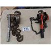 Image 1 : 2 Ratchet Hoists ; (1) 3/4 tonne, Other is Larger but Not Marked