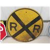 Image 4 : Metal Stop Sign + Heavy Steel Rail Road Crossing Sign 30" Wide