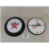 Image 1 : Texaco + Tecumseh Engines Round Plastic Battery Operated Clocks- 12" & 14" -