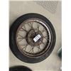 Image 3 : 2 Heavy Duty Spoked Car Tires - Vintage 22" Rims with Worn Tires