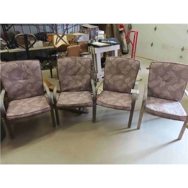 4 Metal Patio Chairs with Cushions