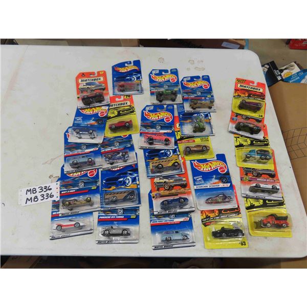 25 Assorted Matchbox + Hot Wheels Die Cast Cars - New in Package