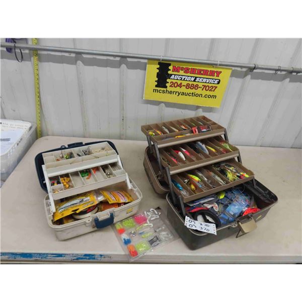 2 Plano Fishing Tackle Box Full of; Hooks, Lures, Lines - some New, Line Weights