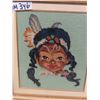 Image 5 : 2 Vintage Needlepoint Framed Pictures - Young Indigenous Girls 15" x 16.5"