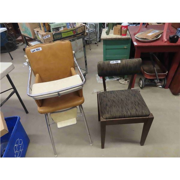 Vintage Baby High Chair with Arborite Top, Brown Vinyl- Good Condition + Small