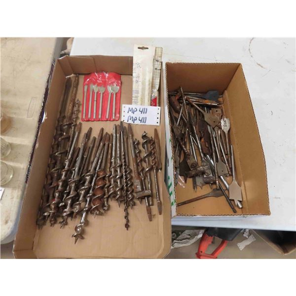 Large Assortment Used Auger + Spade Drill Bits 