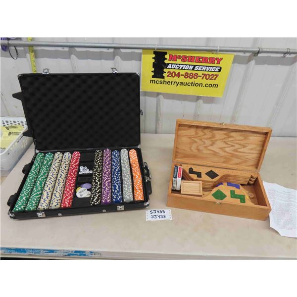 Large Travel Poker Chip Set with Hard Case Joker Game in Box